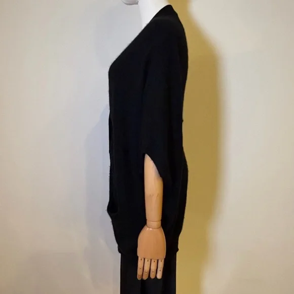 Aqua Cashmere 100% Cashmere Oversized Cardigan Black S NWOT